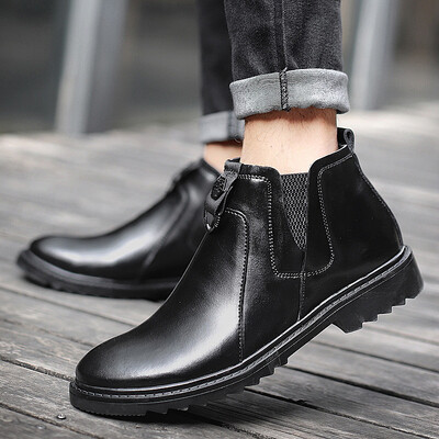 

Mens casual Martin boots leather tide British tooling boots high to help leather