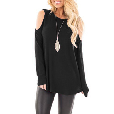 

Tailored Women Casual Backless O-Neck Solid Long Sleeve Loose T-Shirt Top Blouses