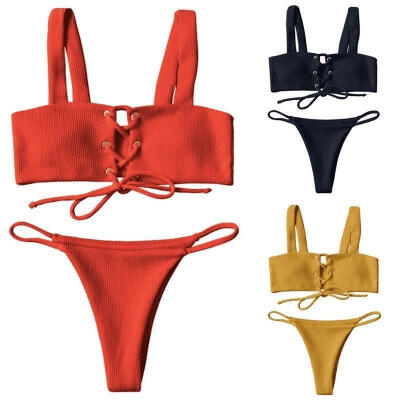 

Fashion Women Bikini Ladies Bandage Push-up Padded Bra Bikini Set Triangle Swimsuit Swimwear Bathing