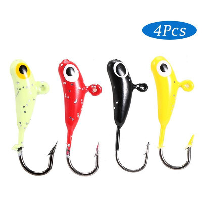 

4Pcs Ice Fishing Hook Fishing Lure Kit Winter Fishing Hook Barbed Fishing Hooks with Colorful Imitation Lure Hard Bait