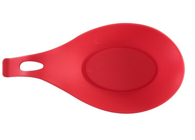 

Kitchen Flexible Almond-Shaped Silicone Spoon Rest Silicone Kitchen Utensil Rest Ladle Spoon Holder Red