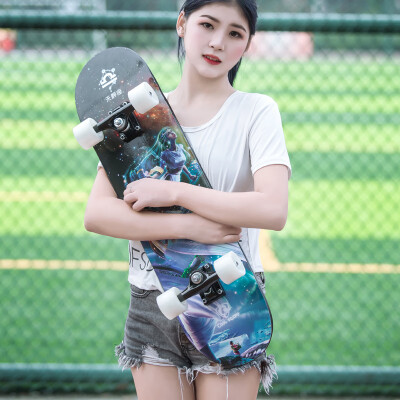 

COOL BOARD Skateboard Beginner Teen Adult Brush Street Travel Double Rocker Men&Women Four Wheels Flash Scooter Constellation Libra - Flash Wheel