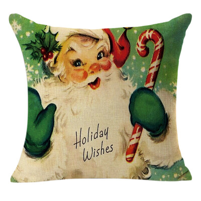 

〖Follure〗Christmas Linen Square Throw Flax Pillow Case Decorative Cushion Pillow Cover A