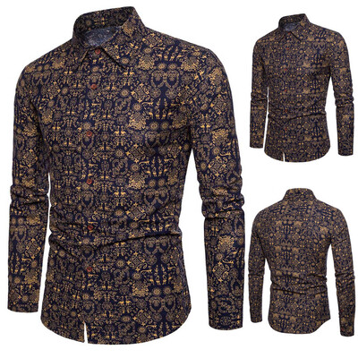 

Tailored Mens Autumn Fashion Shirt Casual Long Sleeve Beach Top Loose Casual Shirt Blouse