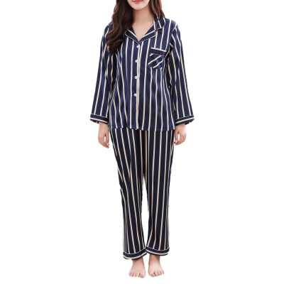 

Roseonmyhand Women Casual Spring Stripe Printing Long-sleeved Comfortable Home Pyjamas Set