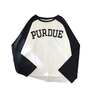 

T Shirt Women Letter Print Patchwork Casual Loose Long Sleeve Autumn T Shirt Simple Tee Basic Warm Top