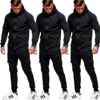 

Men Tracksuit Sports Suit Set Outwear Sweat Hoodie Long Pant Jogger Plus Size