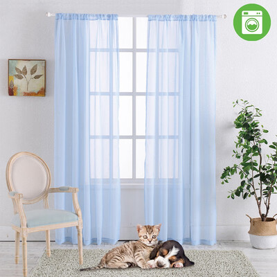 

Bladies bamboo plain window screen Sheer Curtains 84 Inch Length 4660
