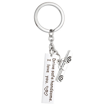 

1Pc Drive Safe Handsome I Love You Key Ring Hand Stamped I Need You Here With Me Keychain