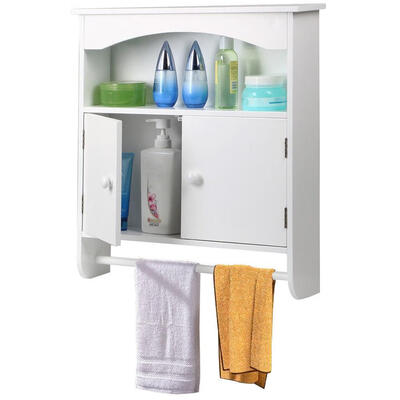 

Wall Mount Bathroom Storage Cabinet Towel Shelf Toilet Medicine Organizer