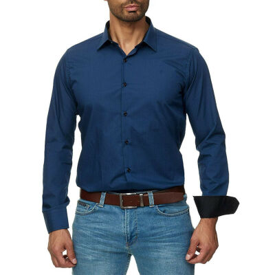 

Mens Formal Dress Shirts Long Sleeve Slim Fit Tops Luxury Work Blouse T-shirt