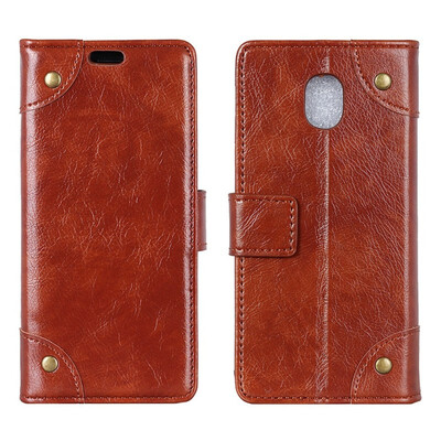 

MOONCASE Samsung Galaxy J3 2018 copper buckle nappa leather case - brown
