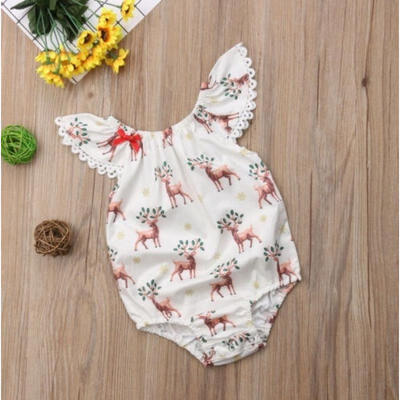 

Canis Newborn Baby Girls Christmas Deer Animal Romper Bodysuit Outfits Clothes