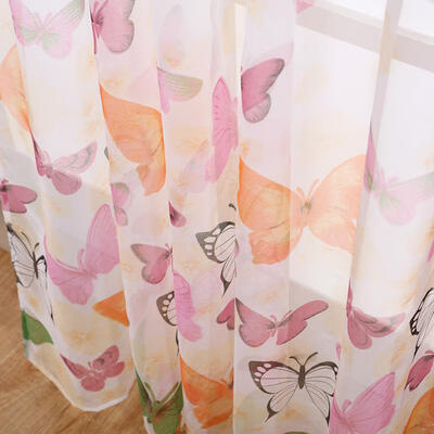 

Butterfly Printed Gauze Curtain Durable And Washable Curtain For Home Window Decoration 1m2m