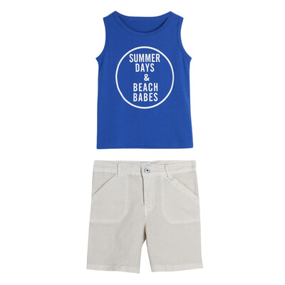 

Baby Kids Children Boys Letter Print Vest Tops Shorts Clothes Outfit Set