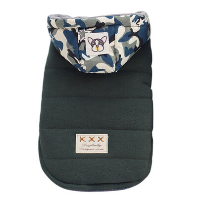 

Cool Pet Dog Warm Cloth Solid Jacket with Camouflage Pattern Caps Coats Small Medium Dogs Puppy Autumn Winter Cloth Accessories