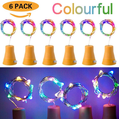 

〖Follure〗6pcs Solar Powered 10 LED Night Fairy Waterproof Colourful Wine Bottle Lights