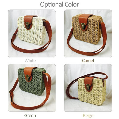 

Multicolor Candy Color Women Use Handmade Straw Bag Mini Size Shoulder Beach Crossbody Handbags for Girl