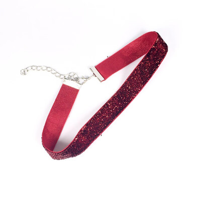 

11 Colors Christmas Gift Simple Shining Powder Necklace Night Club Jewelry Cosplay Chain Bone Velvet Ribbon Choker Necklace