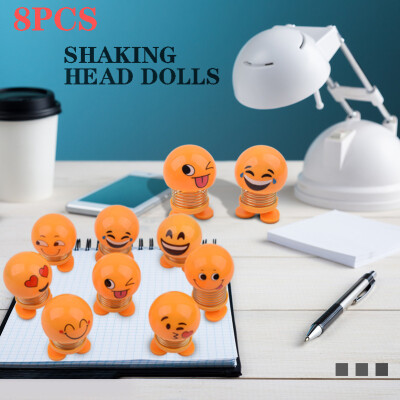 

YIWULA8PCS Creative Decoration Toy Spring Shaking Head Doll Expression Pack