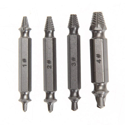 

4PCS Carbon Steel Double Side Damaged Screw Extractor High Speed Steel Out Remover Bolt Tool Storage Box