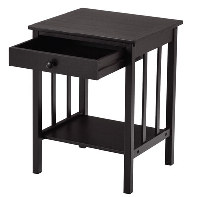 

Bamboo Nightstand End Table with Drawer Storage Shelf