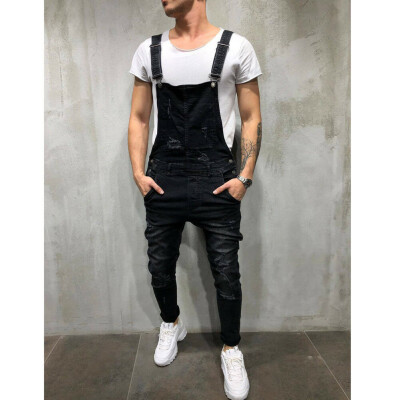 

NEW Mens Stylish Loose Casual Jeans Dungarees Denim Suspender Trousers Overalls