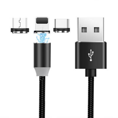 

3 In 1 Magnetic USB Data Cable Portable Type-C Fast Charging Line For Android IOS Mobile Phone-1m