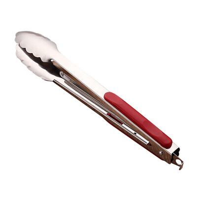 

Portable Stainless Steel Silicone Kitchen Tongs BBQ Clip Salad Bread Food Clamp