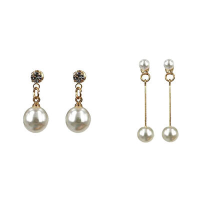 

2PairsWomenImitationPearlEarringsWeddingPartyEarStudsAnniversaryGiftLadiesJewelry