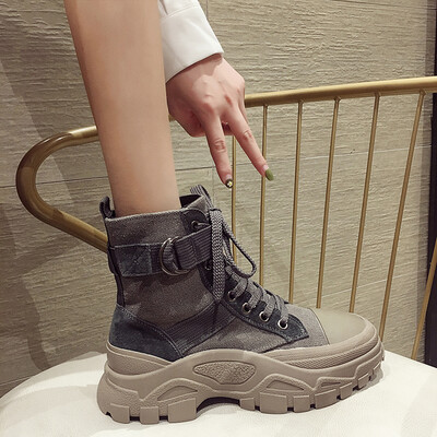 

Ins Martin Boots Female British Wind Wind Autumn Hundred Bottom Canvas Belt Breathable Desert Boots