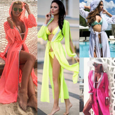 

Women Solid Beach Cover Up Chiffon Bikini Swimwear Wrap Long Dress Bathing Suit
