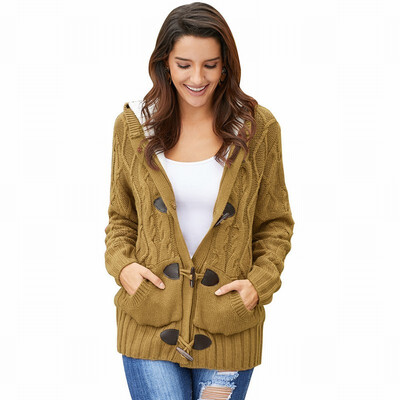 

Plus velvet cardigan sweater womens loose long-sleeved hooded sweater