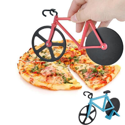 

Stainless Steel Pizza Knife Two-wheel Bicycle Shape Pizza Cutting Knife Pizza Tool Pizza Cutter Blue
