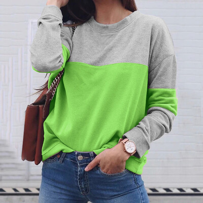 

Tailored Womens Long Sleeve O-Neck Patchwork Print Hoodie Sweatshirt Top Blouse