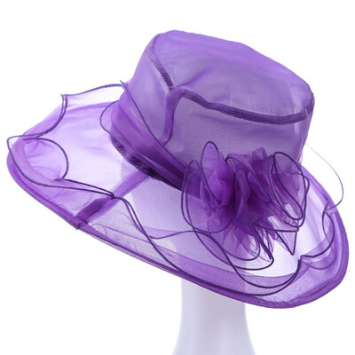 

Fashion Women Bowknot Wide Brim Hat Wedding Church Beach Sun Hats