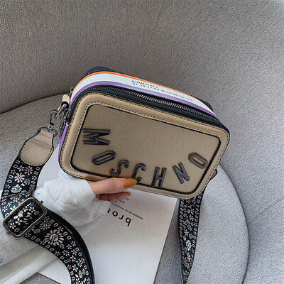 

Qiao Bani 2019 new South Korea ins fashion hit color double pull small square bag ribbon shoulder diagonal trend handbags