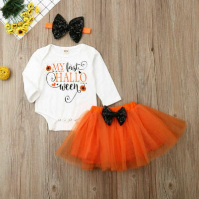 

Romper Top CottonLace Tutu Skirt for Newborn Baby Girl Halloween Clothes Outfit