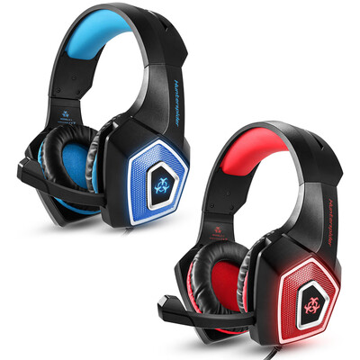 

Hunterspider V-1 35mm Wired Gaming Headsets Over Ear Headphones Noise Canceling Earphone with Microphone Colorful LED Light Blue