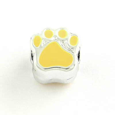 

Alloy Enamel European Beads Foot Large Hole Beads Platinum Yellow 11x11x8mm Hole 45mm