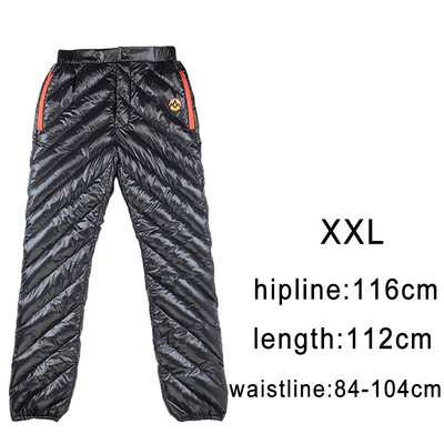 

AEGISMAX Black Standard Adult Unisex Outdoor Sport Down Pants Ultralight White Goose Down Keep Warm Camping Winter Trousers