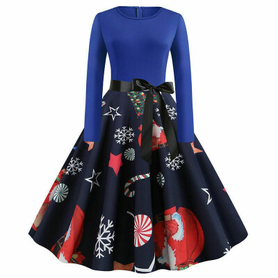 

US Women Christmas Skater Swing Dress Ladies Retro Rockabilly Xmas Party Dresses