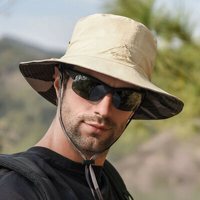 

Mens Sun Hat Bucket Fishing Hiking Cap Wide Brim UV Protection Hat Summer