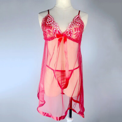 

Women Sleeveless Dress Mini Lingerie Sleepwear Sexy Nightwear Nightgown G-string