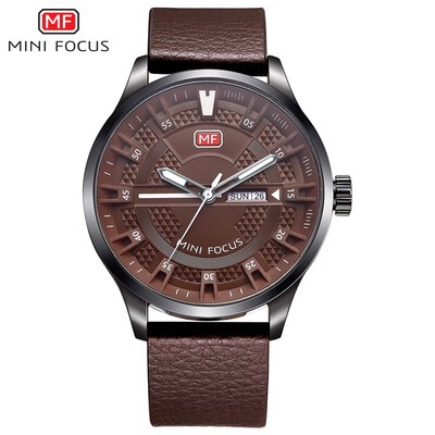

MINI FOCUS European&American mens watch quartz watch trend waterproof watch leather imported movement
