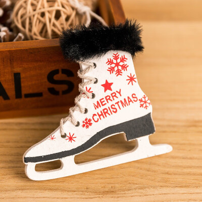 

Christmas Wooden Ice Skates Shoes With Bells Christmas Pendants Xmas Winter Holiday Hanging Drop Ornaments 3 Colors