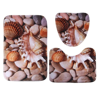 

3pcs Ocean Underwater World Anti Slip Toilet Pattern Carpet Bathroom Mat