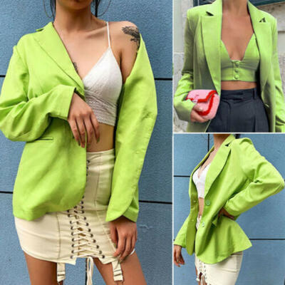 

US Women Long Sleeve Slim Coat Ladies Blazer Casual Office Jacket Trench Outwear