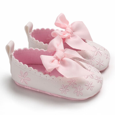

Baby summer toddler shoes cute bow embroidery sweet princess PUborn shoes for 0-18M