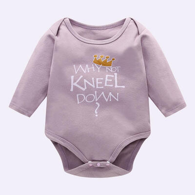 

Girls Baby Basic Rompers Crown Letters Print Cotton O-Neck Kids Jumpsuit